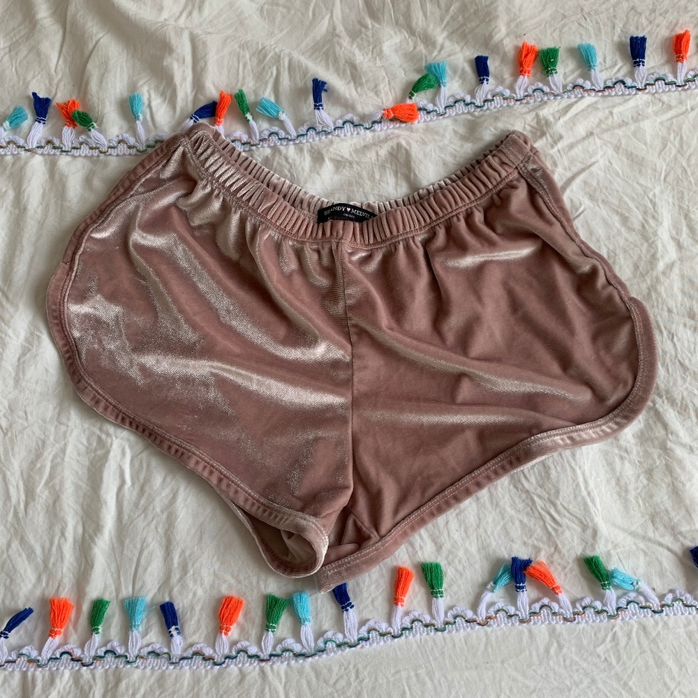 Brandy Melville Pink Velvet Shorts